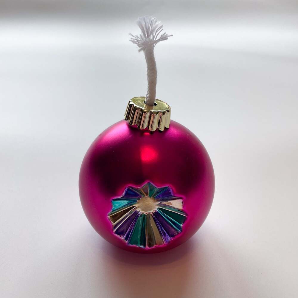 Vintage Department 56 Ball Ornament Oil Lamp Colorful Pink Christmas Decor